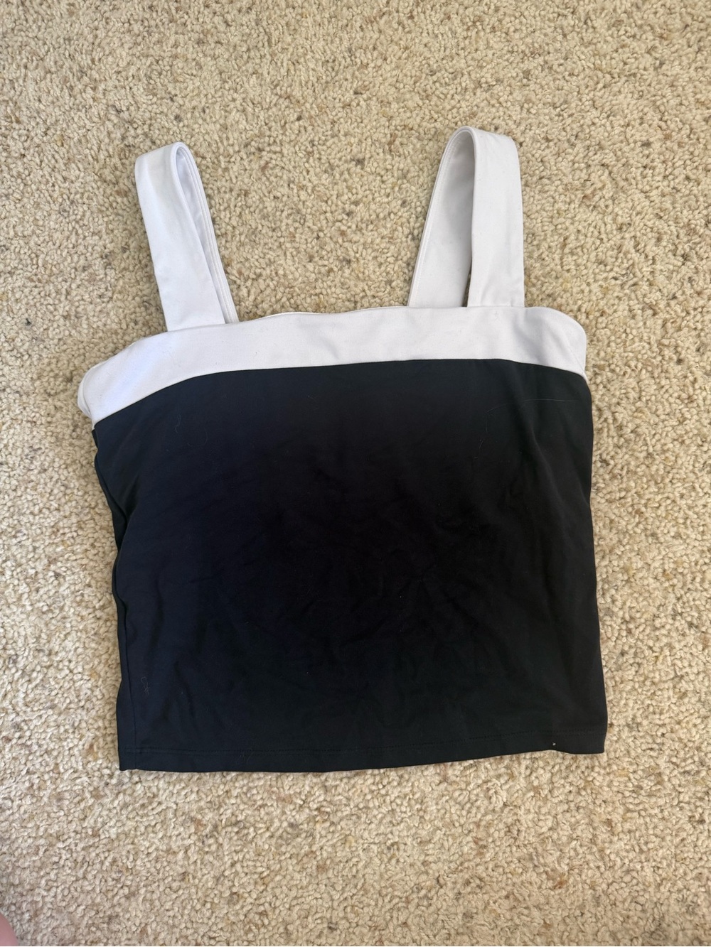 all in motion Black Cropped Tank with White Trim